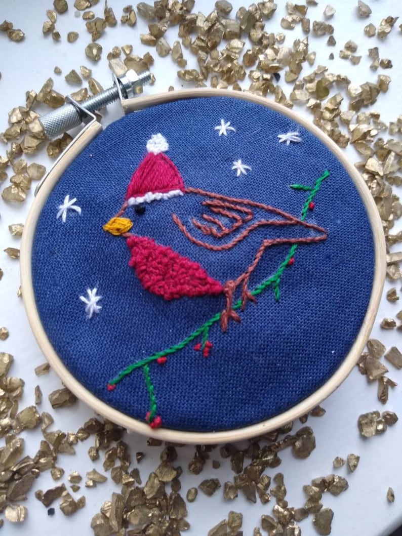 Christmas robin embroidery kit christmas decoration kit hand  etsy