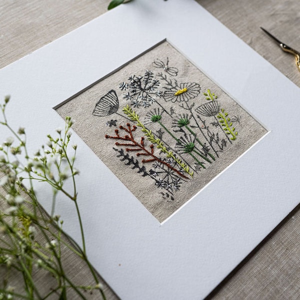 Wild Flower Irish Linen Stamped Embroidery Kit.