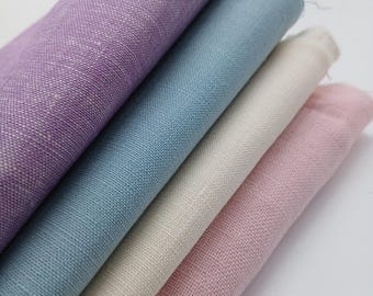 Irish Linen Fabric Remnants Bundle | Pastel colours HC03