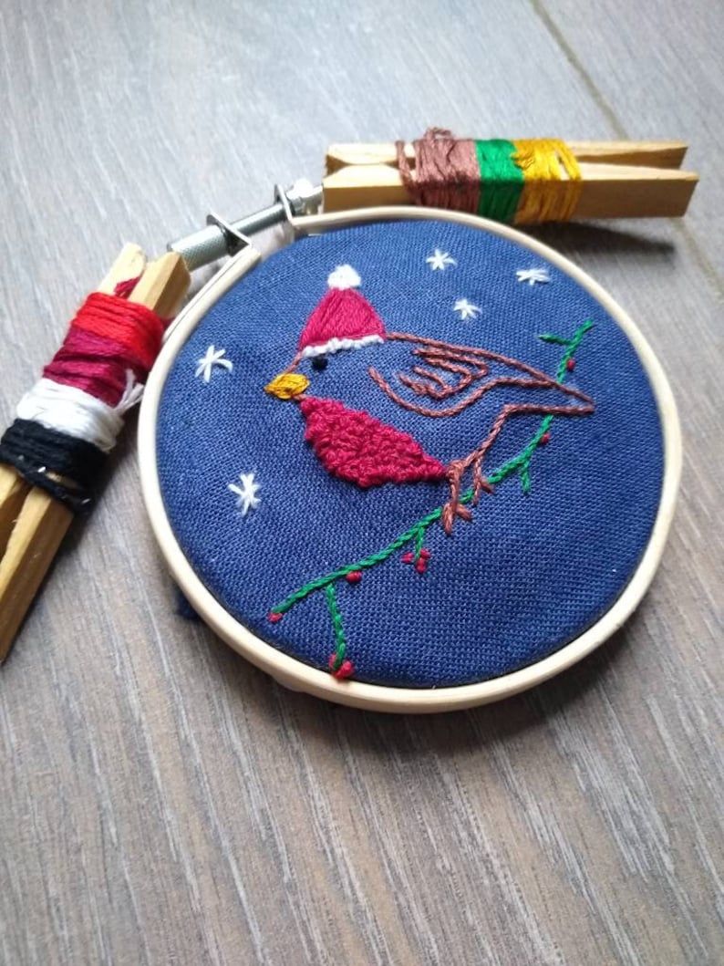 Christmas robin embroidery kit christmas decoration kit hand  etsy