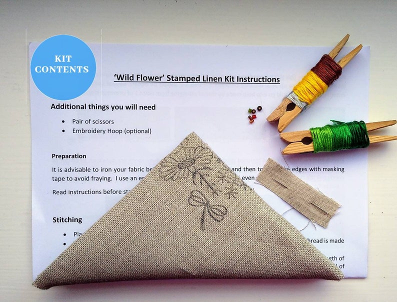 Botanical Wildflower Embroidery Kit on Irish Linen / Hoop Art Etsy UK