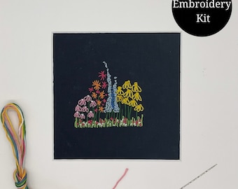 Garden Flower Bundle - 2 x Irish Linen Embroidery Kit with 4" hoop