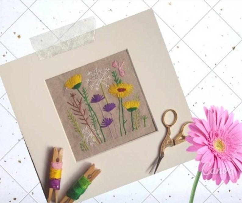 Wild Flower Garden Irish Linen Stamped Embroidery Kit Etsy UK