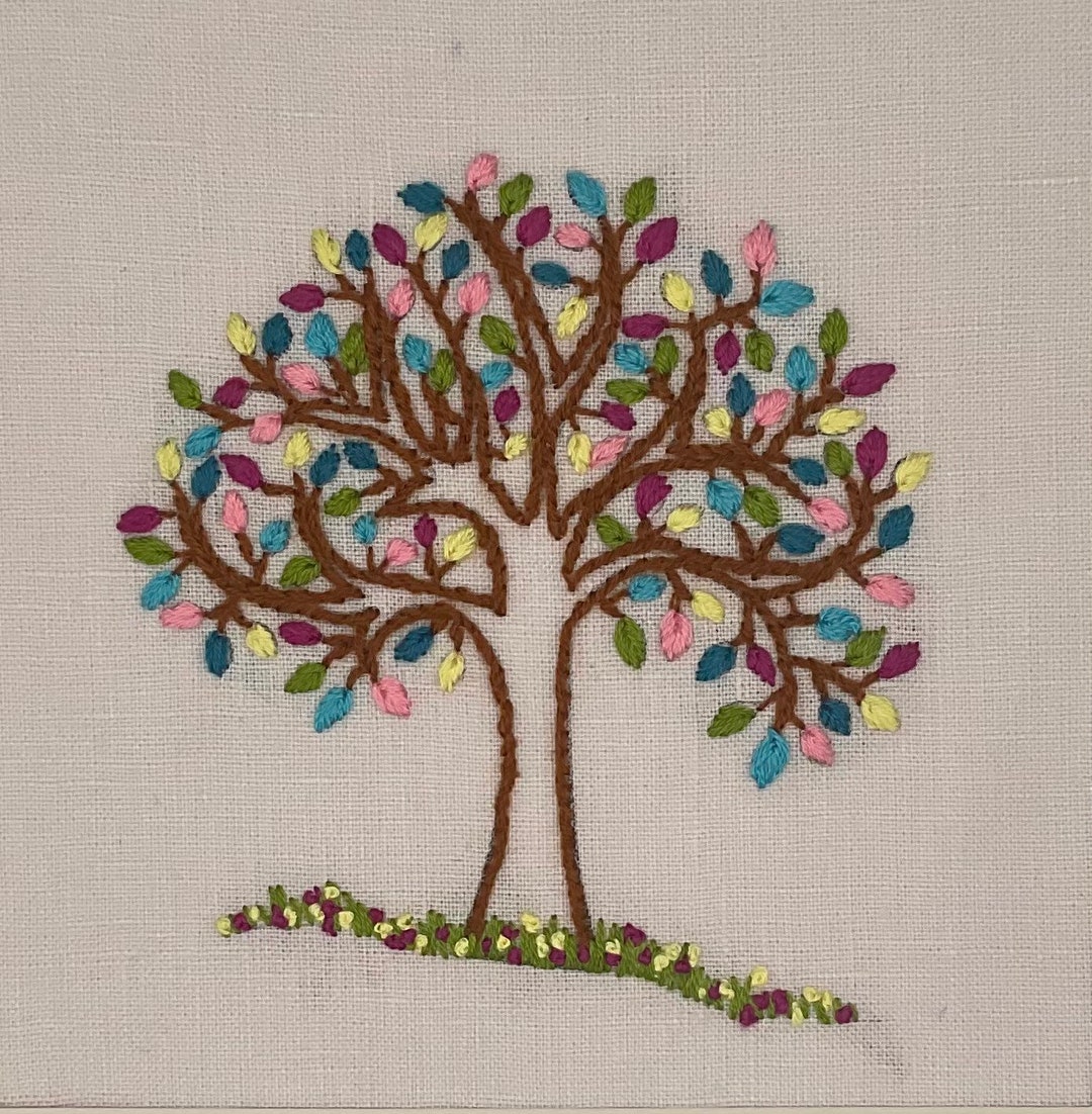Hand Stitch Embroidery Kit tree of Life Colorful Easy Embroidery Kit Etsy