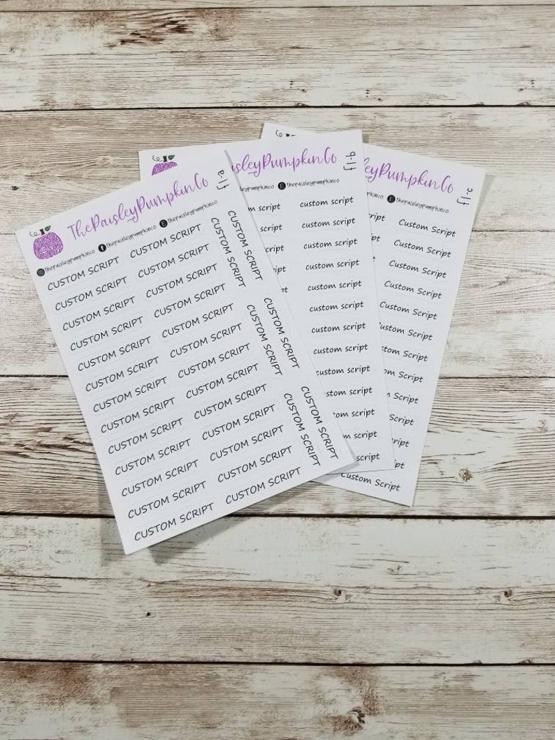 Custom Script Stickers - Etsy
