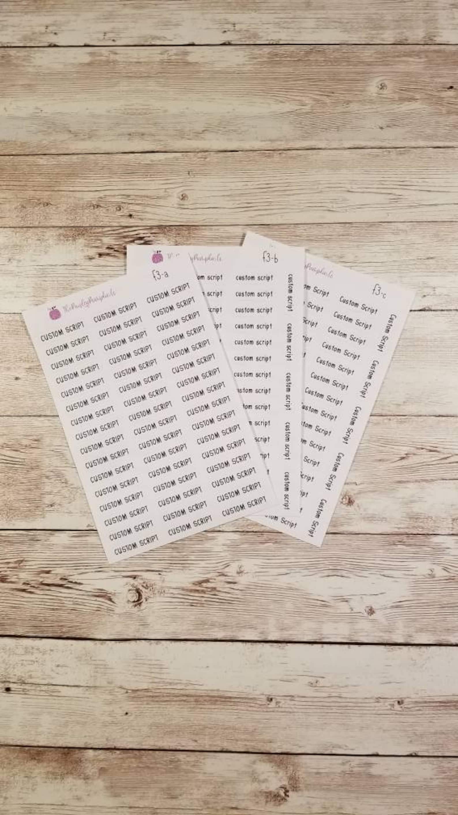 Custom Script Stickers - Etsy