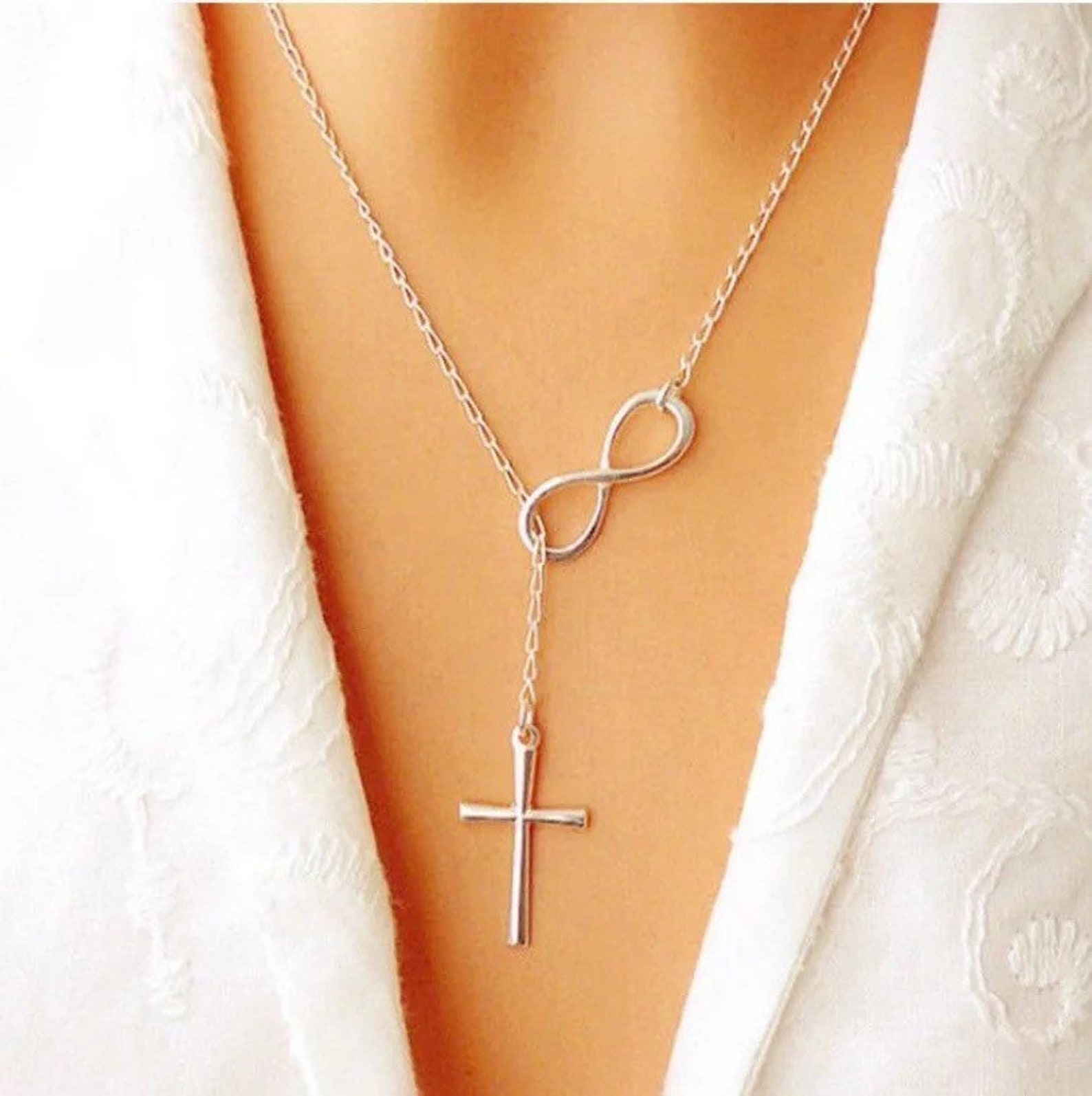Infinity Cross Interlock Necklace Cross Necklace Infinity | Etsy