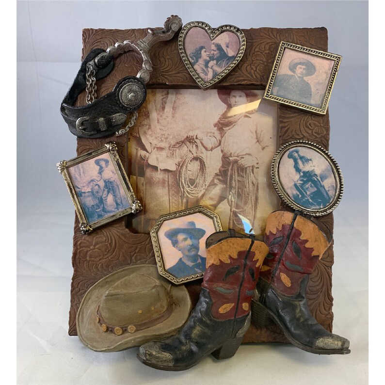 Vintage Cowboy Boots Picture Frame Resin frame with cowboy Etsy