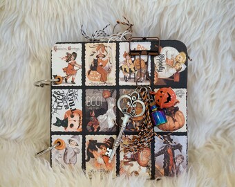 journal, spooky journal, halloween, planner, junk journal, travel journal, spooky, travel planner, vintage halloween, spell book, journal