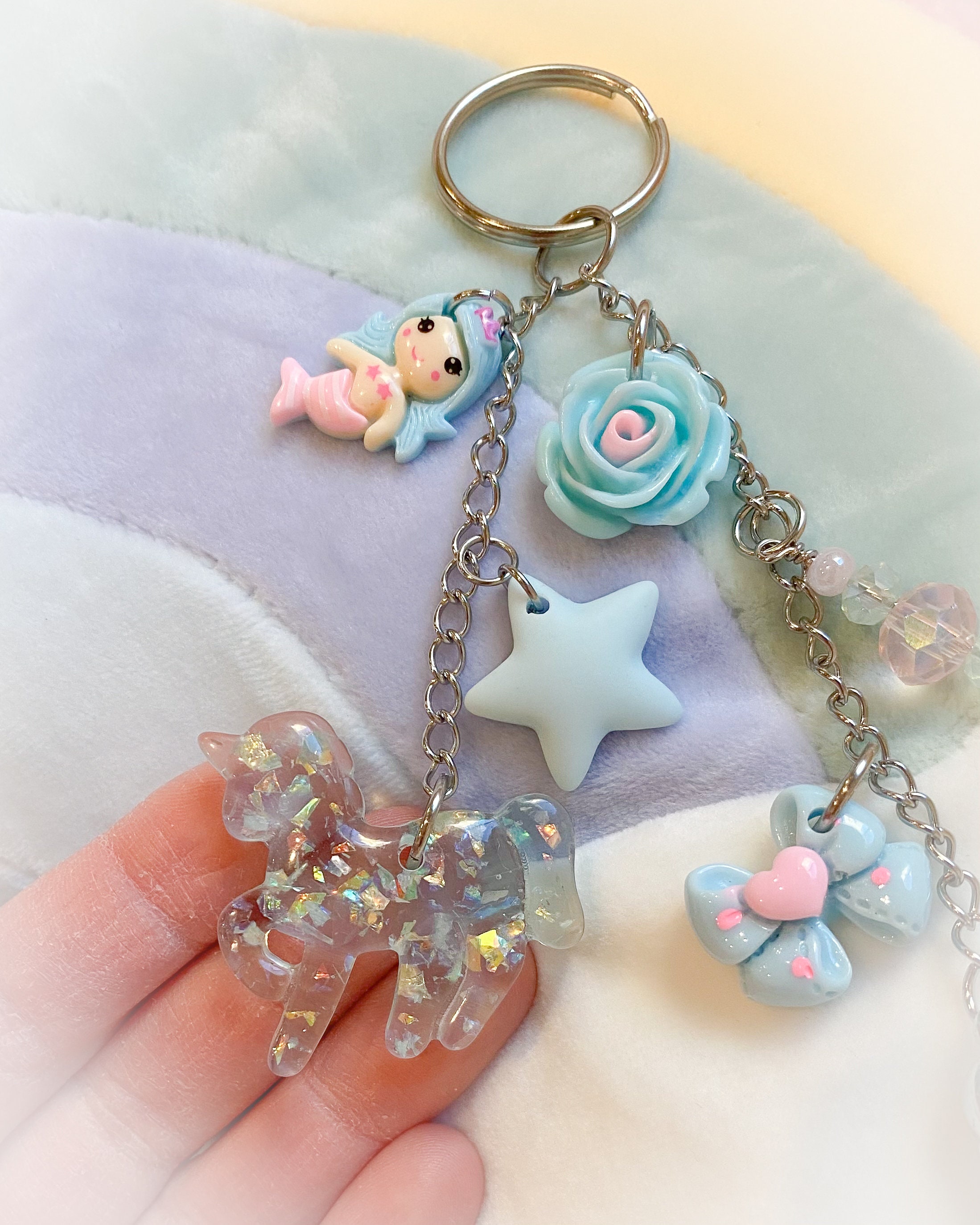 Unicorn mermaid pastel keychain unicorn keychain kawaii Etsy