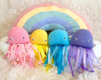 BeanTown Buddies, Jelly fish plush, mermaid plush, under the sea, fish plush, aquatic toys, jelly fish, baby rattle, plush, sensory plush