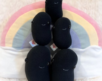 BeanTown Buddies, black jelly bean, Baby bean, little bean, new baby bean, Kawaii plush, plush jelly bean, fagiolo, bean plush, tiny bean