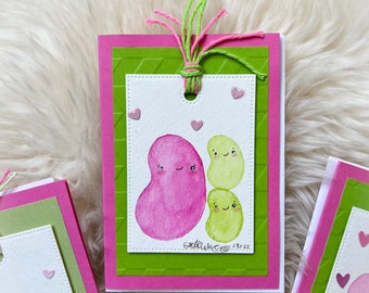 BeanTown Buddies, Mothers Day card, birthday card, funny cards, watercolor art, jelly bean, mom card, funny cards, pun cards, kawaii, moms