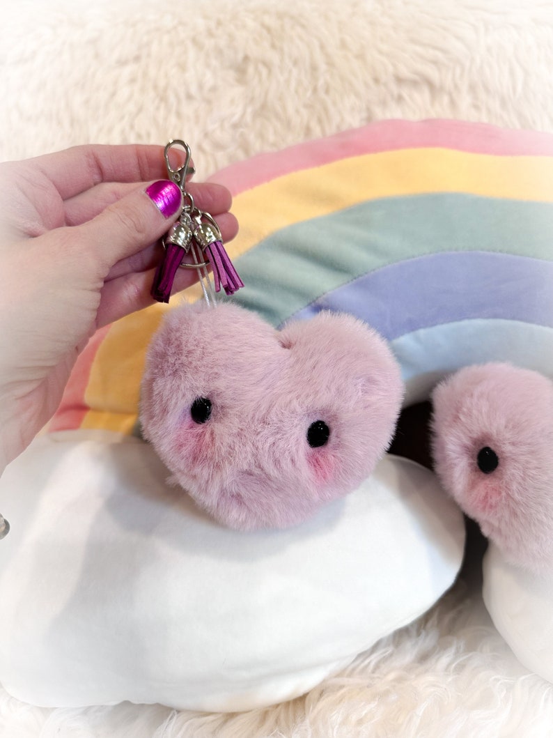 BeanTown Buddies, heart plush, plush keychain, kawaii keychain, kawaii plushie, heart keychain, bestie gift, fur keychain, cute valentines Lovi 1 (non rattle)