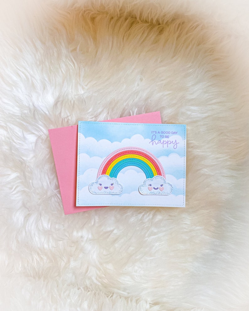 kawaii cards cards for kids rainbow card girly rainbow birthday card rainbow greeting friend card long distance card covid cards