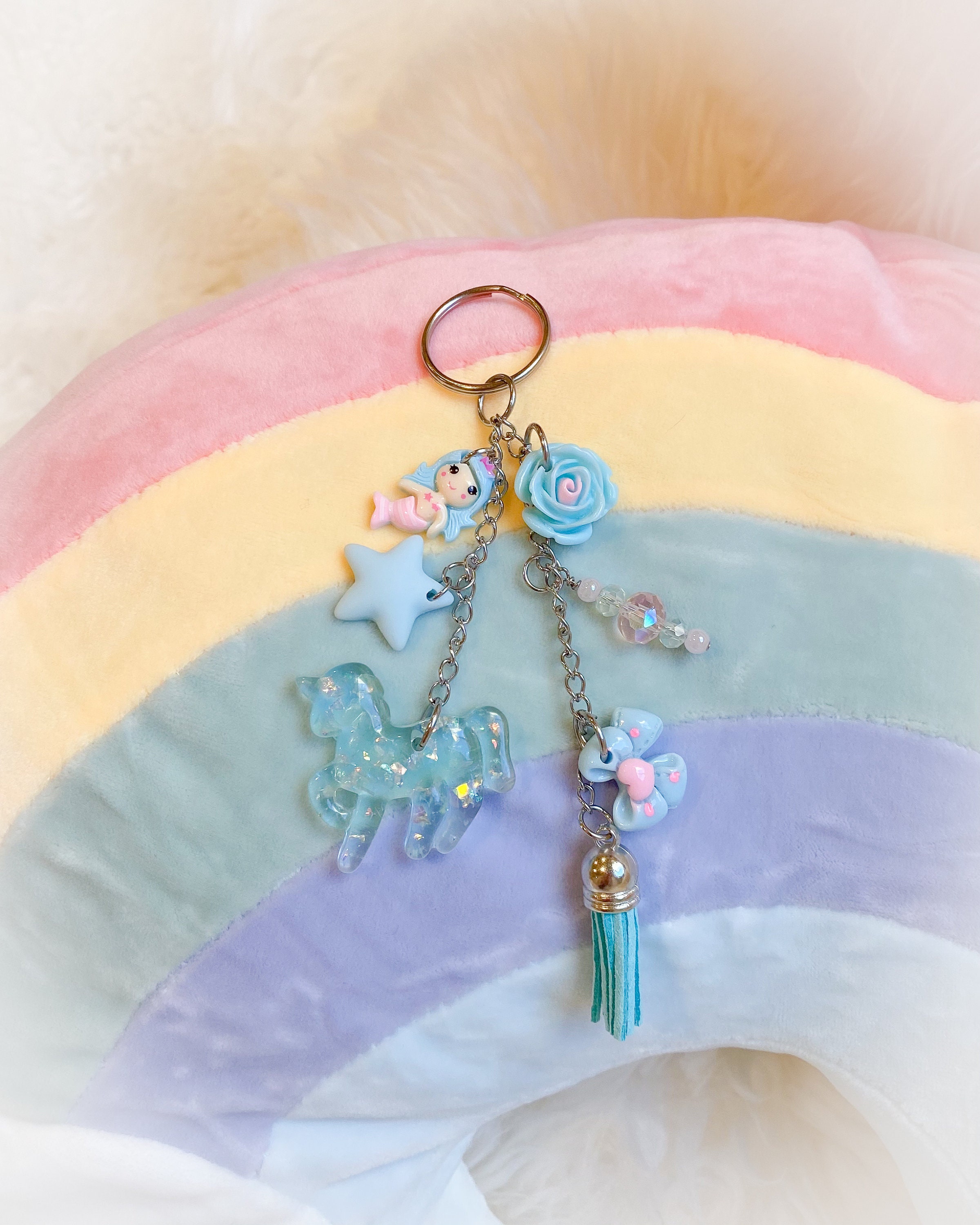 Unicorn mermaid pastel keychain unicorn keychain kawaii Etsy