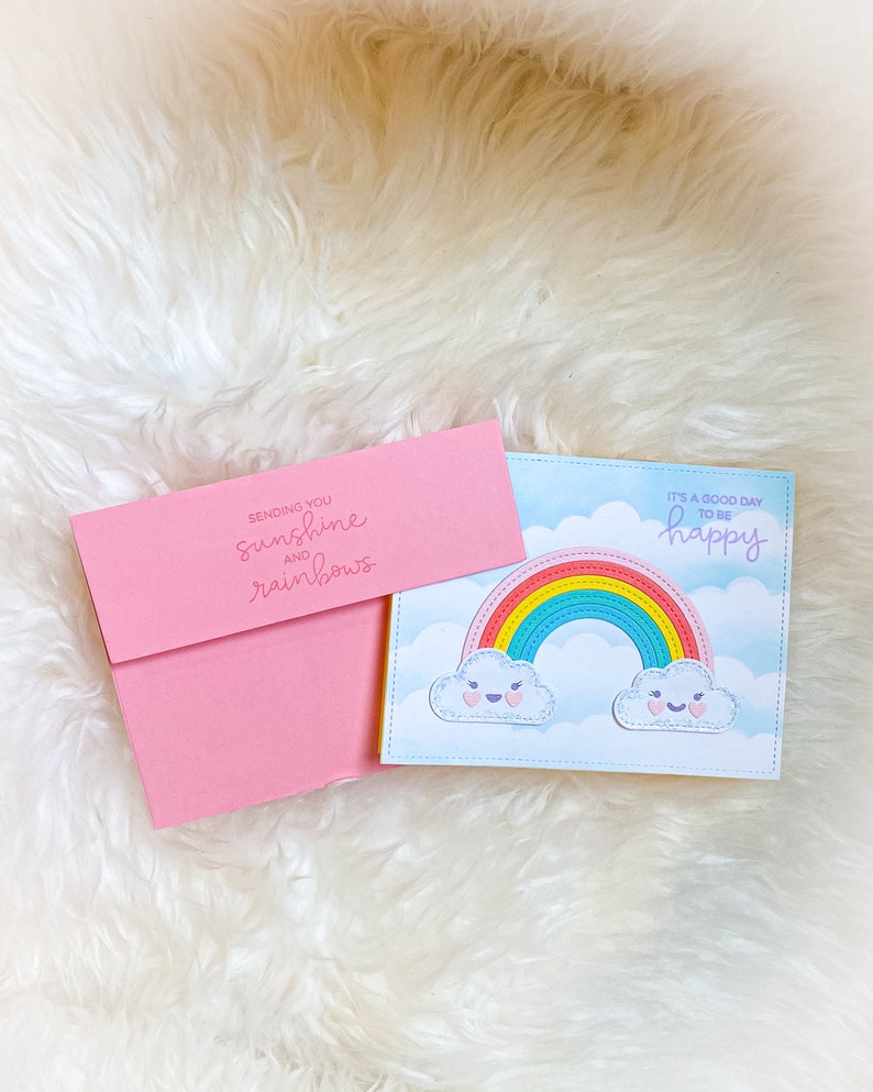 kawaii cards cards for kids rainbow card girly rainbow birthday card rainbow greeting friend card long distance card covid cards