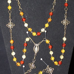 Amber Bronze Tone Rosary