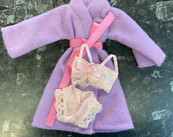 Dolls 2-piece purple lilac underwear and robe lounge sleepwear outfit suitable for a standard sized 11.5" Fashion doll