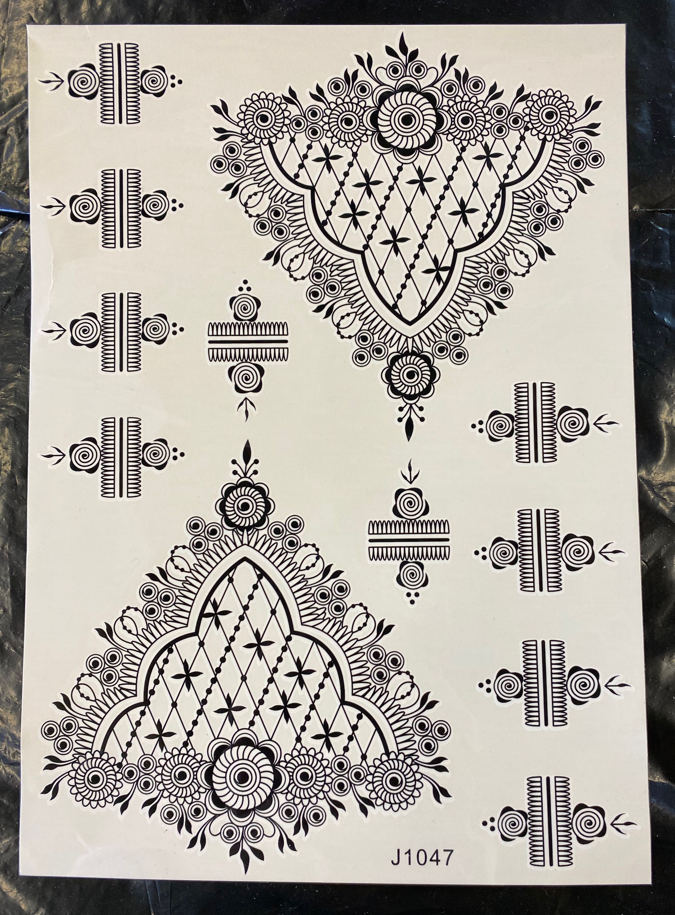 1 sheet black classic henna Mehndi temporary tattoo for hands/fingers wedding party eid
