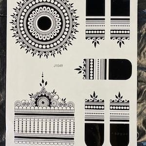 1 sheet black classic henna Mehndi temporary tattoo for hands/fingers wedding party eid