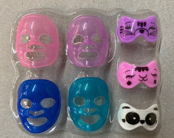 7 piece dolls multi glitter facial mask & eye mask set dolls plastic Spa set made for 11.5" Fashion Dolls