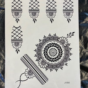 1 sheet black classic henna Mehndi temporary tattoo for hands/fingers wedding party eid