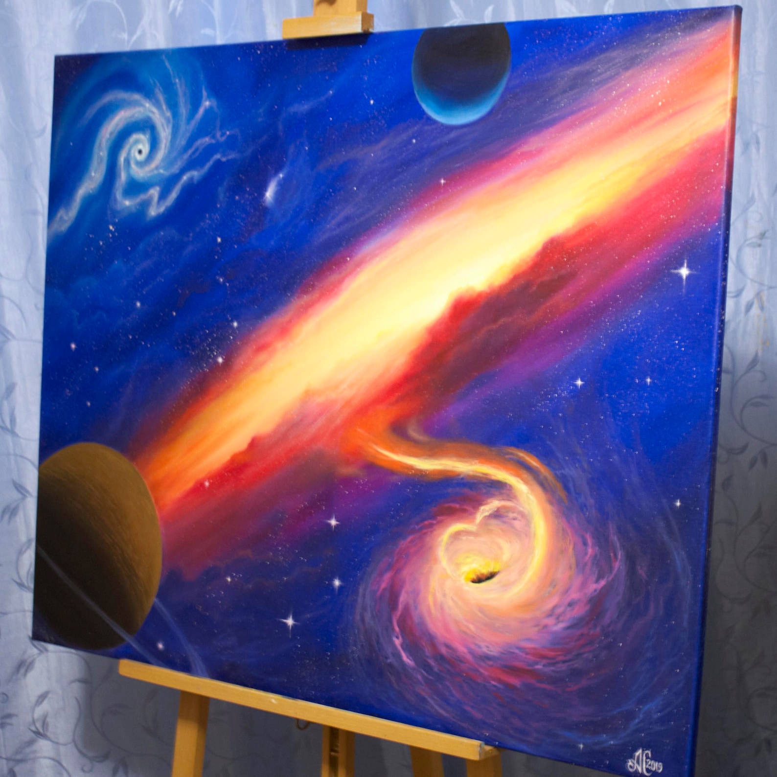 Space painting black hole artwork original oil painting on Etsy