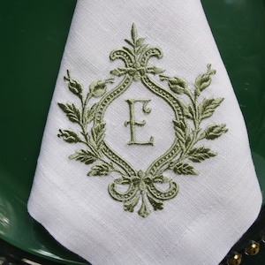 personalized embroidered napkins, birthday holiday monogrammed napkins, mother napkin, table decoration, sage Cloth Dinner Wedding napkins