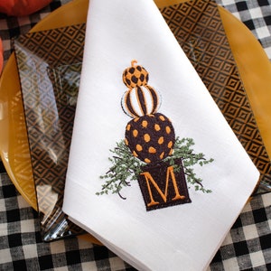 thanksgiving cloth napkins, Embroidered Pumpkin Napkins Floral, linen napkin, table decoration, Dinner Napkins, image 1