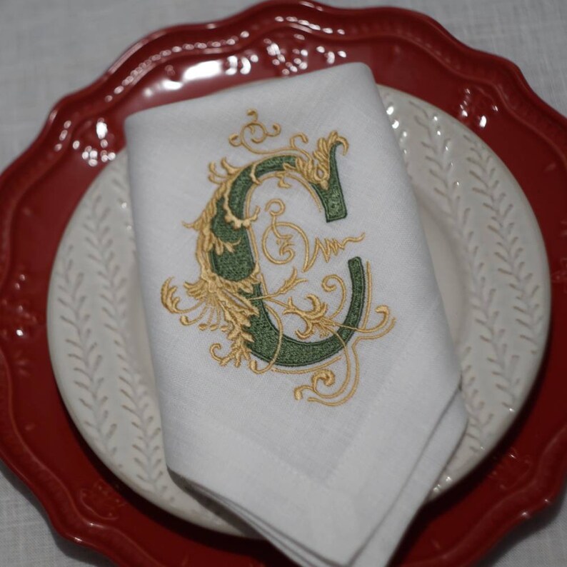 Embroidered Napkins Personalized Monogrammed Holiday Napkins Etsy