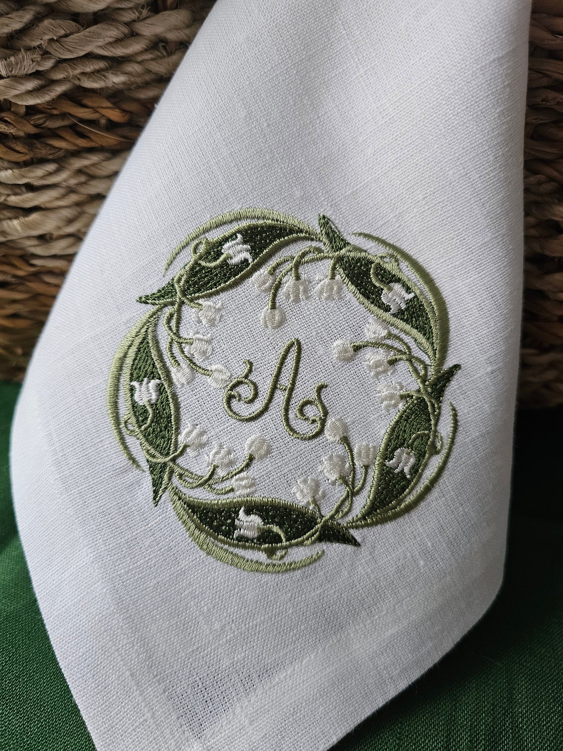 Lily of the Valley Embroidered Linen Napkins: Spring Decor - Etsy