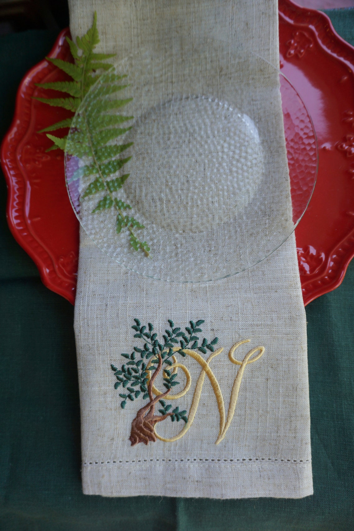 Embroidered cloth napkins thanksgiving Holiday Table Decor Etsy