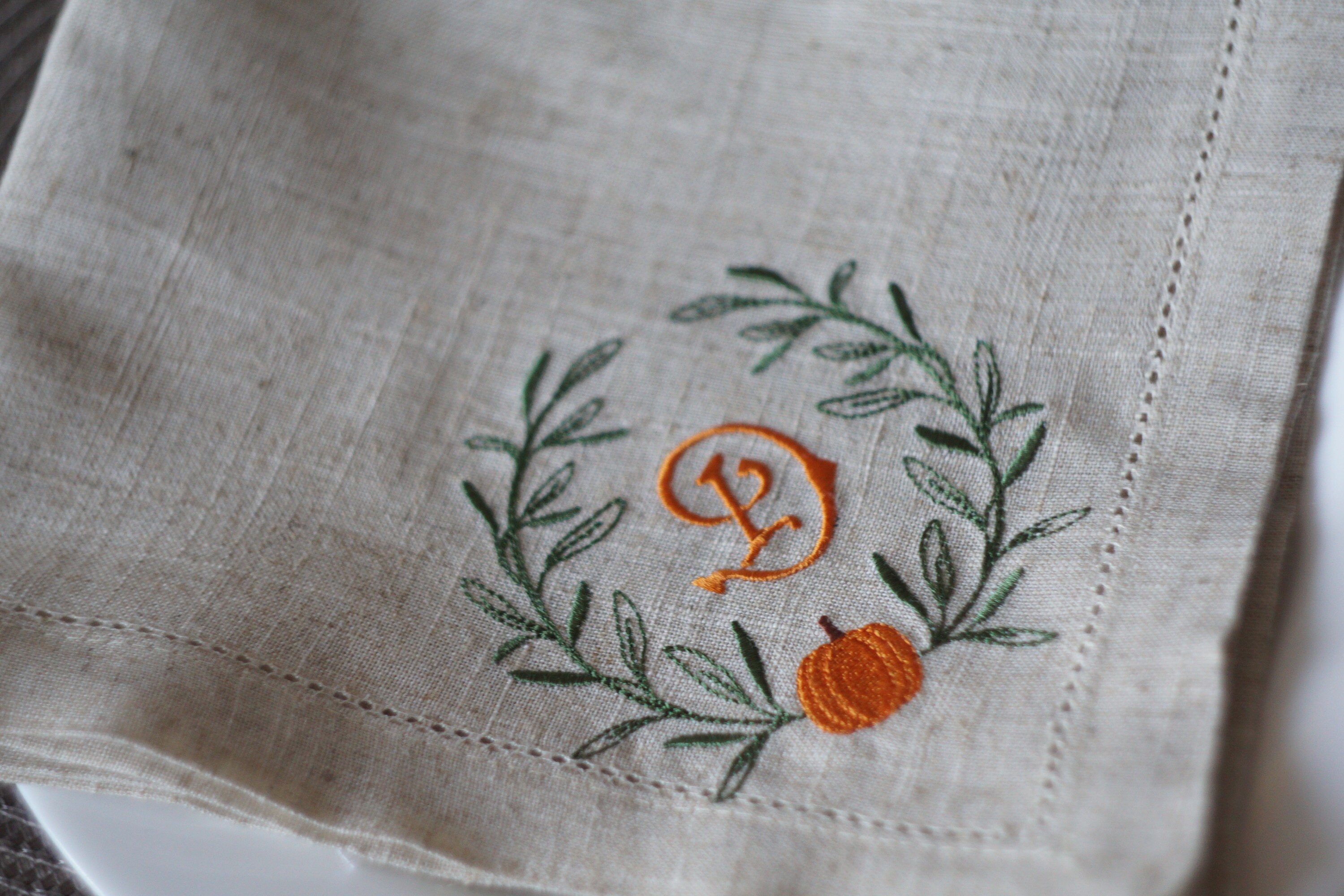 Embroidered cloth napkins thanksgiving Holiday Table Decor Etsy