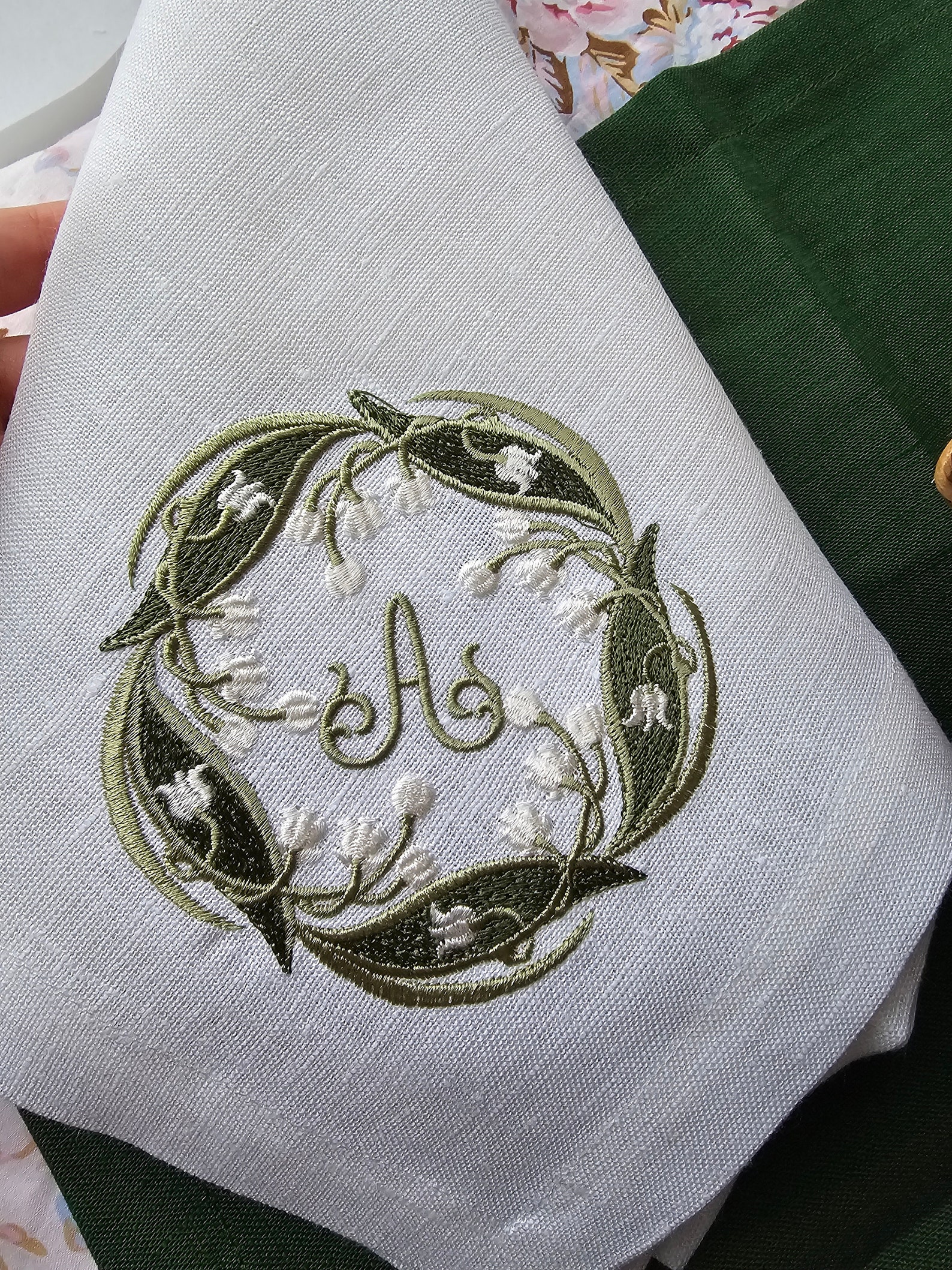 Lily of the Valley Embroidered Linen Napkins: Spring Decor - Etsy