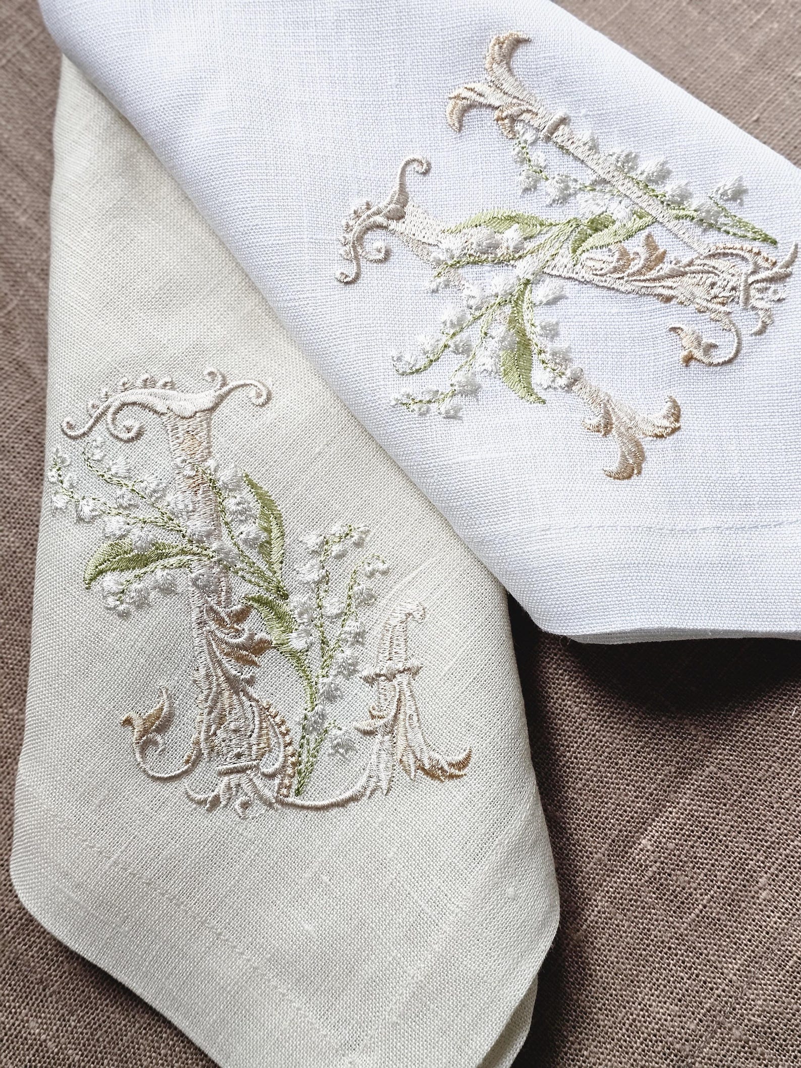 Embroidered Linen Napkins: Lily of the Valley, Spring Decor - Etsy