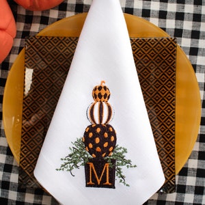 thanksgiving cloth napkins, Embroidered Pumpkin Napkins Floral, linen napkin, table decoration, Dinner Napkins, image 2