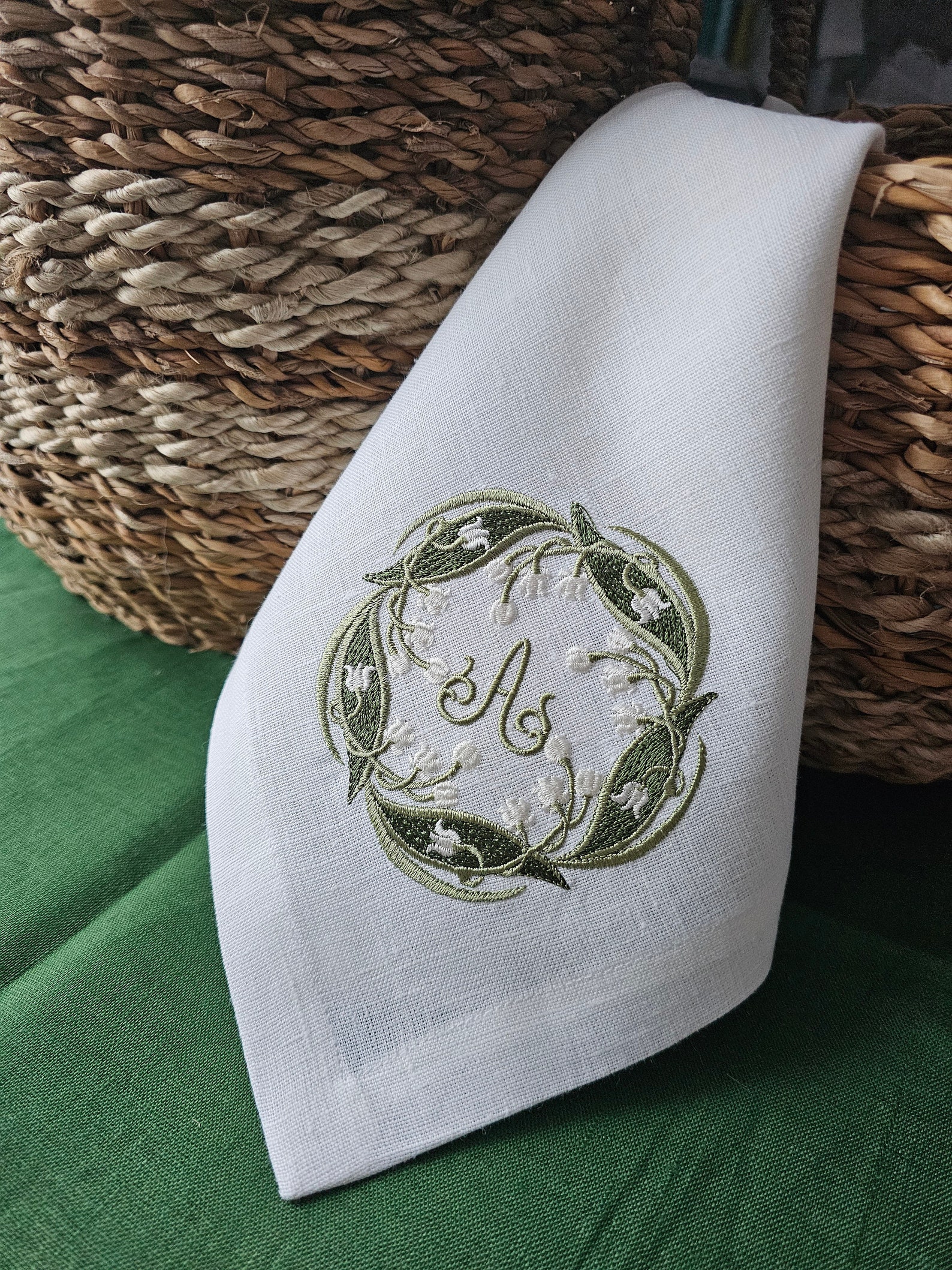 Lily of the Valley Embroidered Linen Napkins: Spring Decor - Etsy