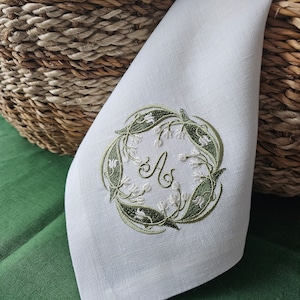 Lily of the Valley Embroidered Linen Napkins: Spring Decor - Etsy