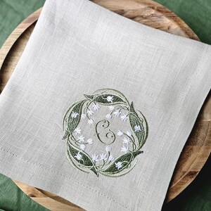 Lily of the Valley Embroidered Linen Napkins: Spring Decor - Etsy
