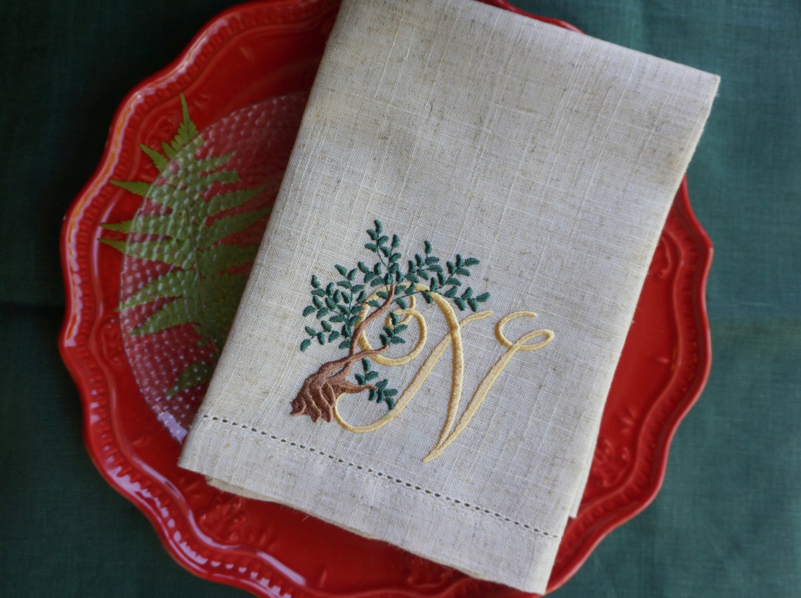 Embroidered cloth napkins thanksgiving Holiday Table Decor Etsy