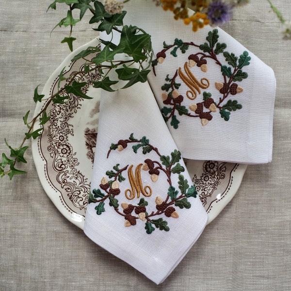 thanksgiving cloth napkins, Embroidered Napkins Floral, linen napkin, table decoration, Dinner Napkins,