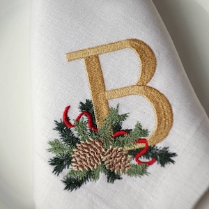 Merry Christmas Cloth Napkins - Set of 4 Christmas napkins – White Tulip  Embroidery