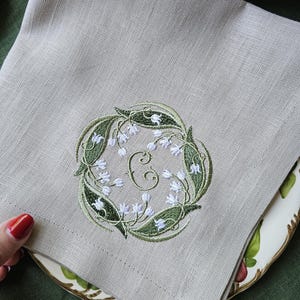 Lily of the Valley Embroidered Linen Napkins: Spring Decor - Etsy
