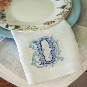 Personalized Linen Napkins: Embroidered Monogram, Wedding Table Decor