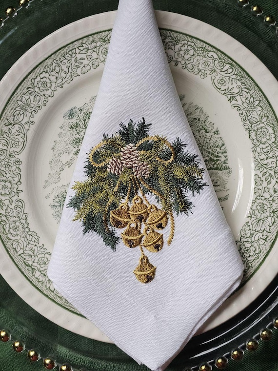 キッチン・食器 ナプキン 6枚セット テーブルリネン クリスマス 刺繍