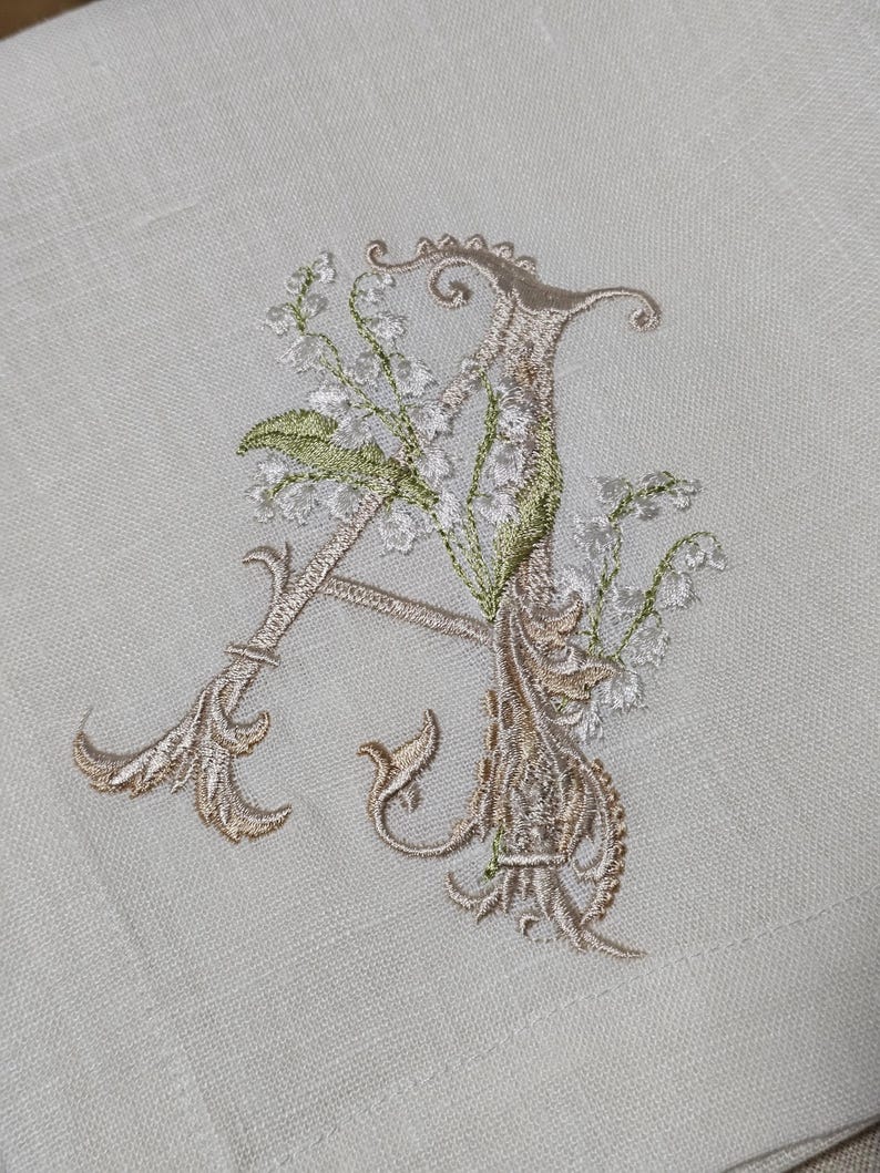 Embroidered Linen Napkins: Lily of the Valley, Spring Decor - Etsy