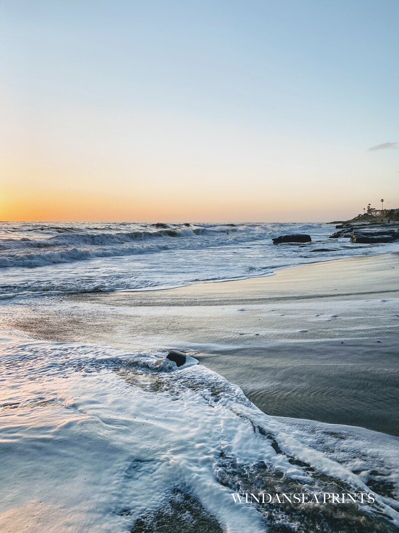 Ocean Wall Art San Diego Art Coastal Decor Palm Tree Art La Jolla California Photo Windansea Beach Set of 6 Beach Prints Sunset Photo