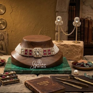 Luxury Kundan & Ruby Pearl Choker Set • Polki Bridal Necklace with Seed Pearls • Indian Wedding Jewelry • Statement Ethnic Choker for Brides