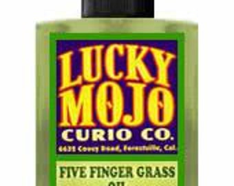 Olio di erba a cinque dita Lucky Mojo autentico, bustina di polvere, polvere di incenso e cristalli da bagno altamente profumati e realizzati a mano a Forestville, California